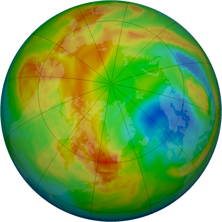 Arctic ozone map for 30 January 1992